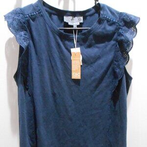 C&C California Navy Blue Women's Sleeveless Presley Crew Neck Top Size-Lg-NWT